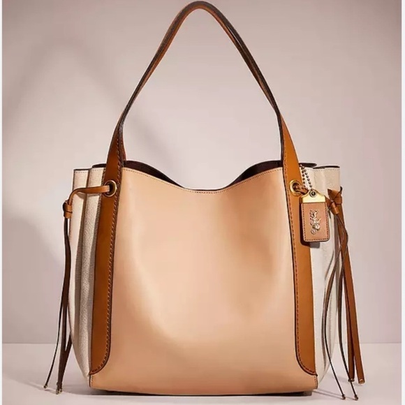 Coach Harmony Colorblock Chalk Beige Glovetanned Leather Hobo 53353 Bag - Picture 2 of 16